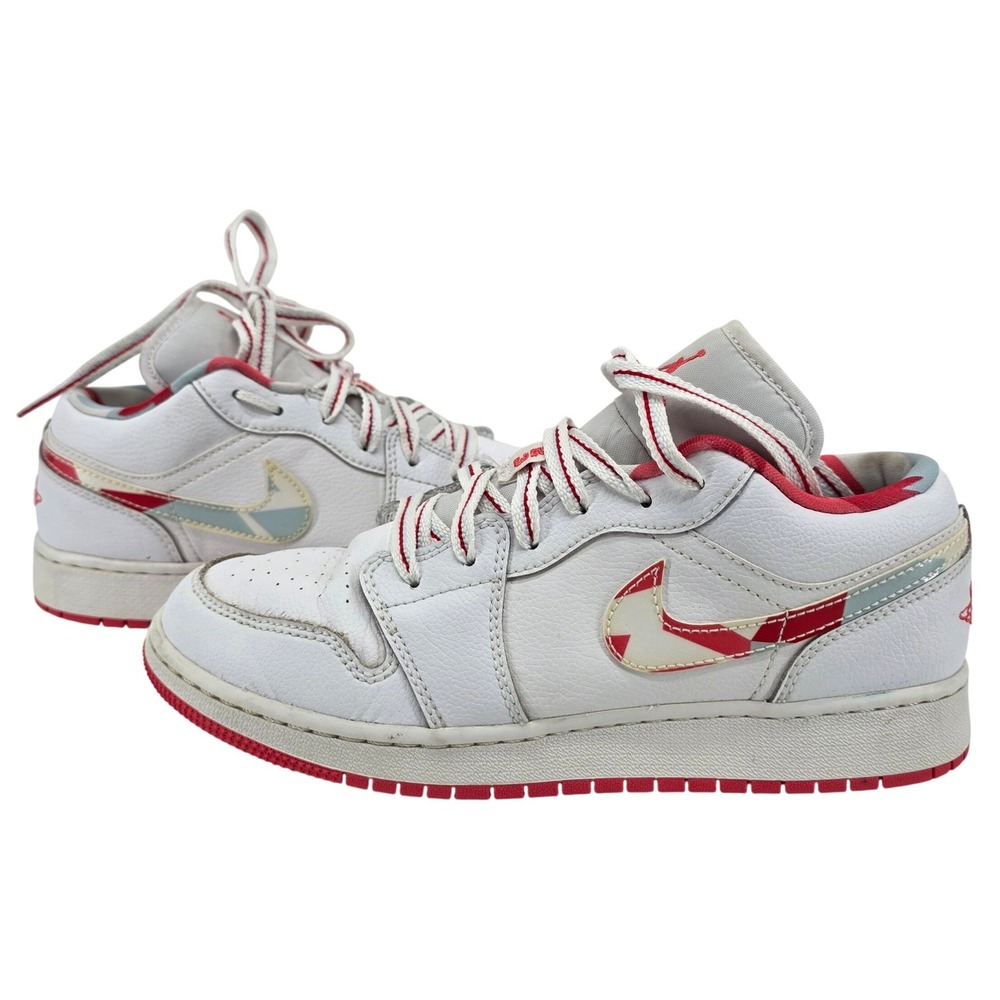 Nike Air Jordan 1 Low GS Topaz Mist 6.5 Y White Red 554723-104 Sneakers Shoes